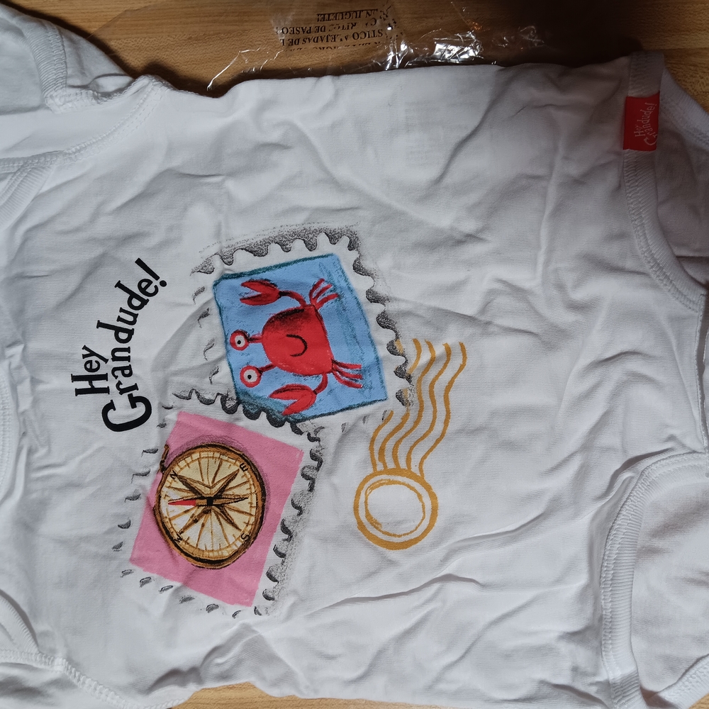 Red and White Short Sleeve Tee with Adventure Design